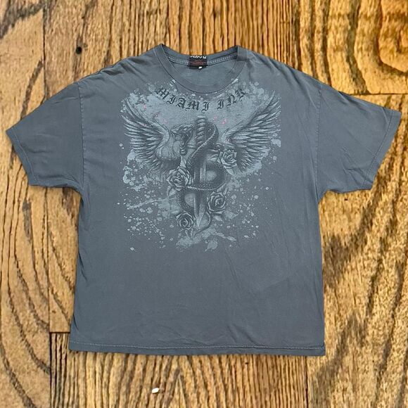 Y2K Miami Ink Snake and Dagger Grunge Tattoo Style T Shirt - Picture 1 of 5